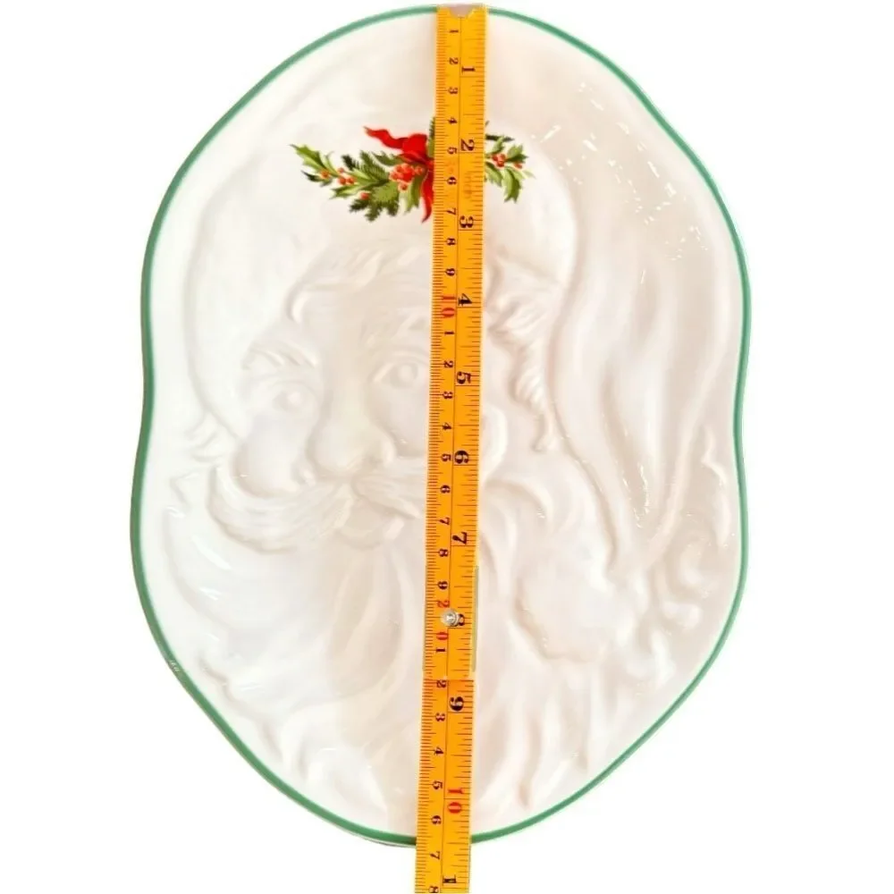 Pfaltzgraff Santa Claus Shaped Red Green Festive Christmas Serving Plate.
